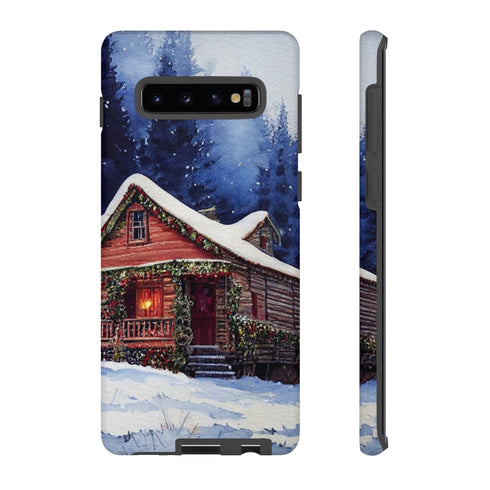 Cozy Christmas Cabin in the Snow - Impact Resistant Phone Case Samsung Galaxy S10 Plus Matte